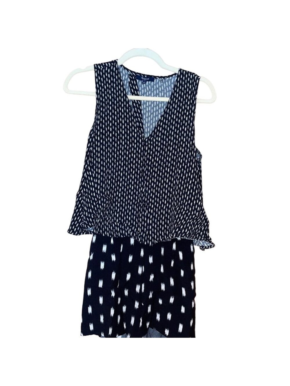 Madewell Black & White Sleeveless Romper Open Back Size S